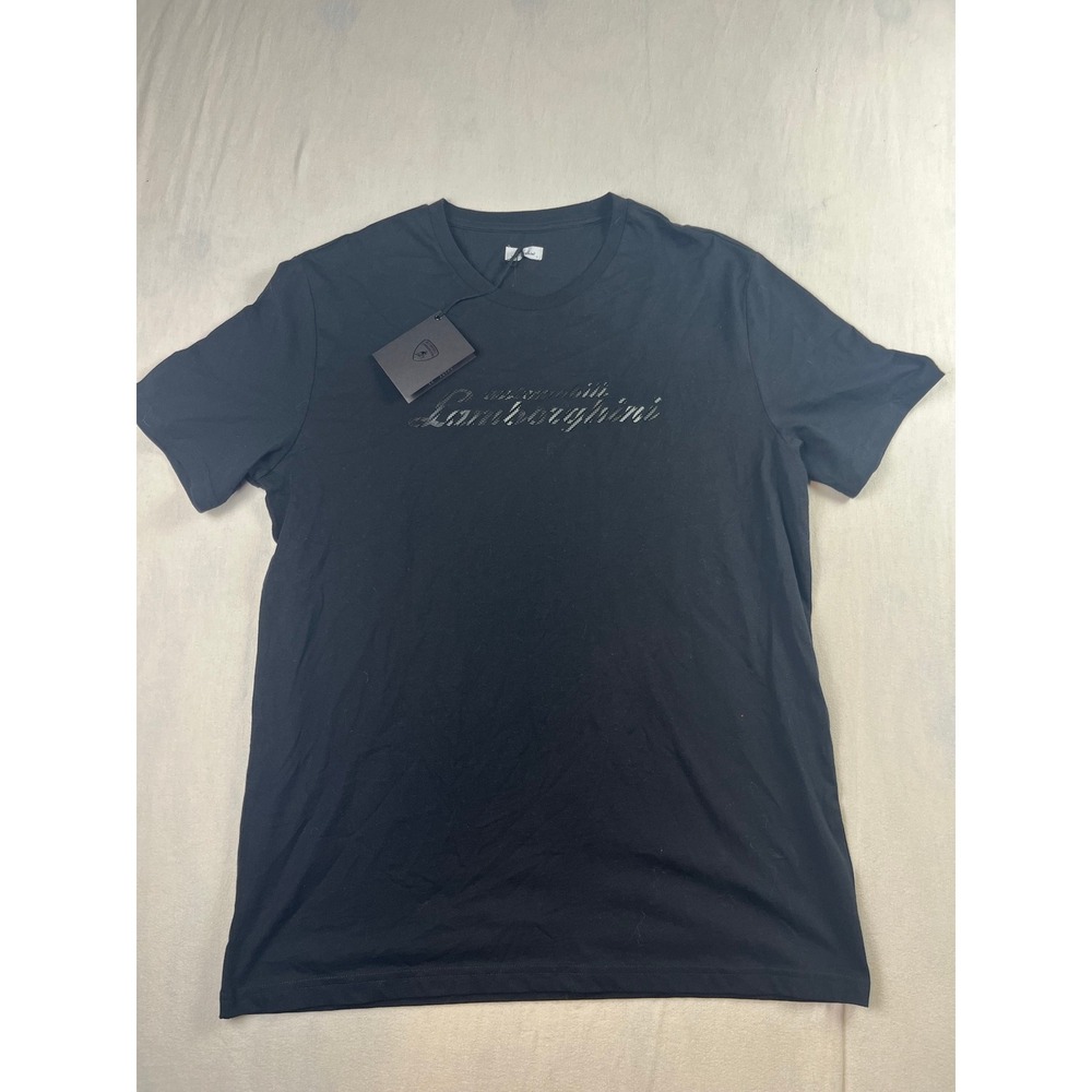 Automobili Lamborghini Mens Carbon Logoscript T-Shirt Black Large 16493CCB000EM3